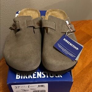 Birkenstock Taupe Suede Clogs size 37